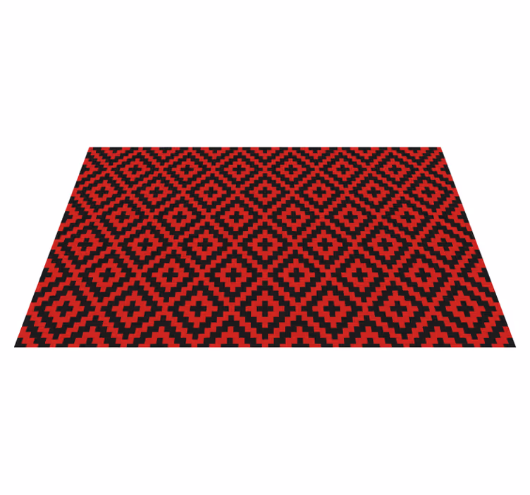 Vinyl Teppich Esszimmer rot gemusterte geometrie - TenStickers
