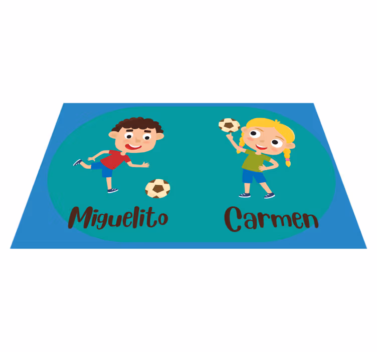 Vinyl Teppich kindlich kinder spielen fußball mit namen - TenStickers