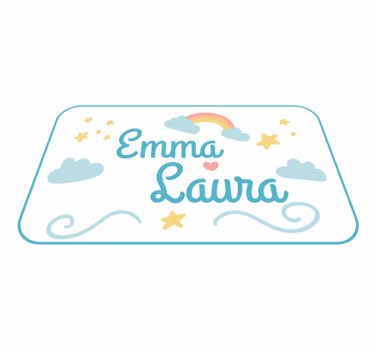 Vinyl Teppich kindlich doppelname mit regenbogen - TenStickers
