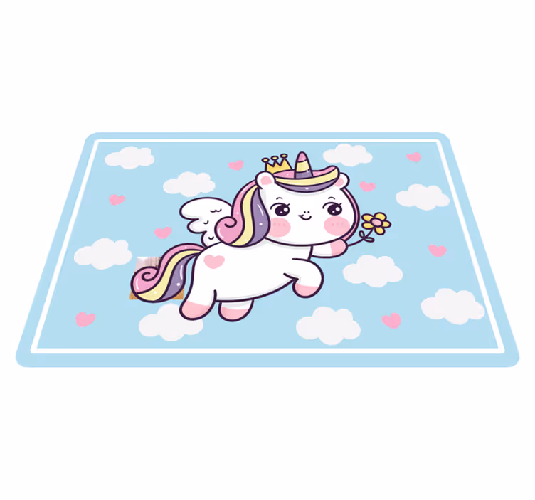 Vinyl Teppich Kinderzimmer süße einhorn-fantasie - TenStickers