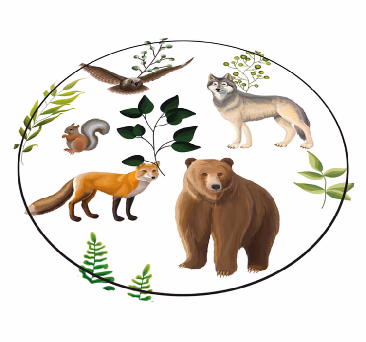 Vinyl Teppich kindlich freundliche waldbewohner - TenStickers