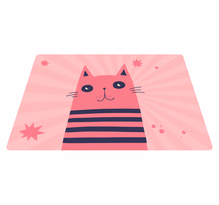 Vinyl Teppich Kinderzimmer rosa katzenillustration - TenStickers