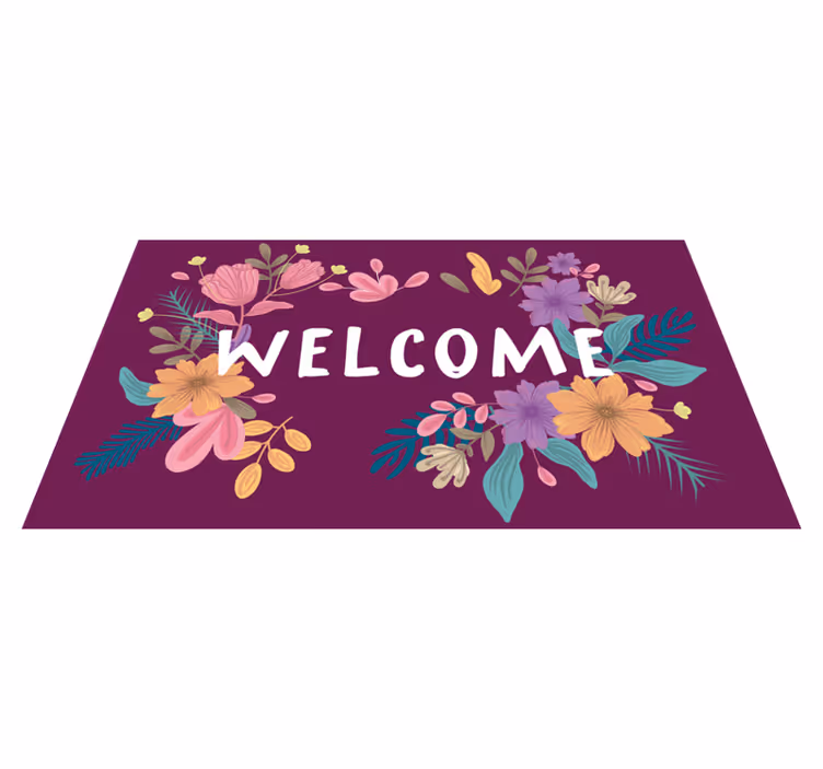 Vinyl Teppich Eingang florales willkommensschild - TenStickers