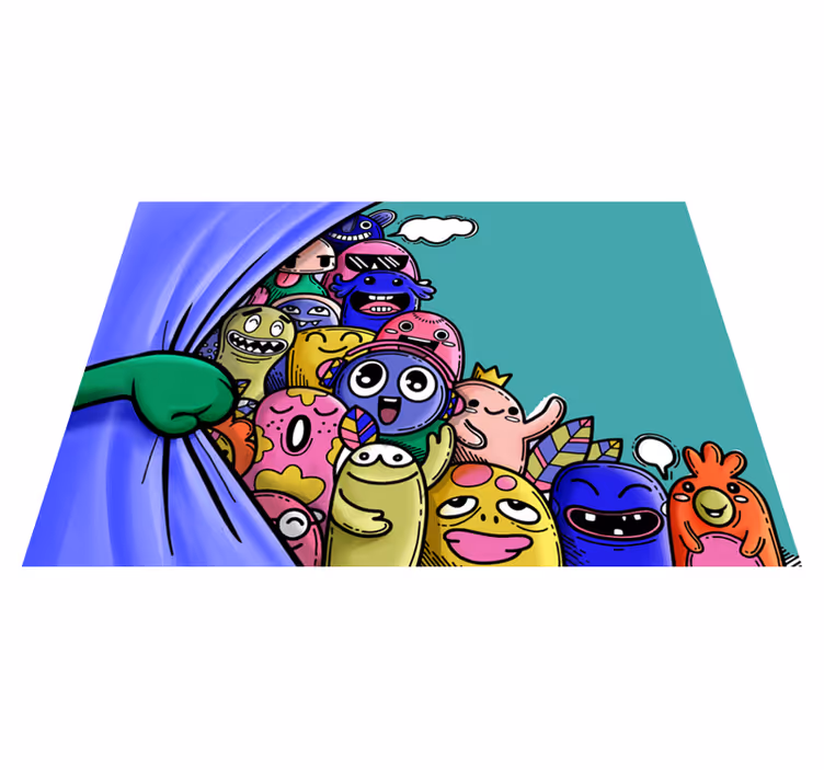 Vinyl Teppich kindlich bunte monsterfiguren - TenStickers