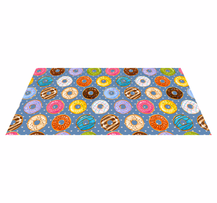 Vinyl teppich küche mit lebhaftem donut-motiv - TenStickers
