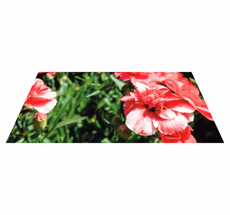 Vinyl Teppich Blumen rosa blüten und gras - TenStickers