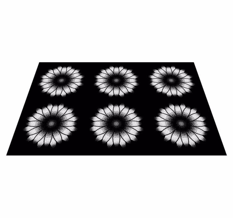 Vinyl Teppich Blumen schwarz-weiß-inspiration - TenStickers
