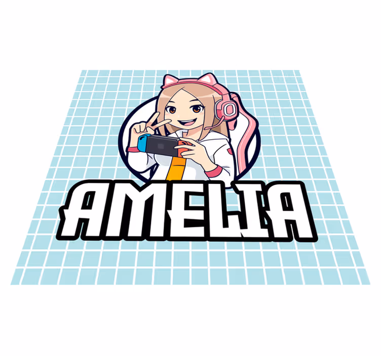 Vinyl Teppich Jugendzimmer gaming-mädchen mit namen - TenStickers