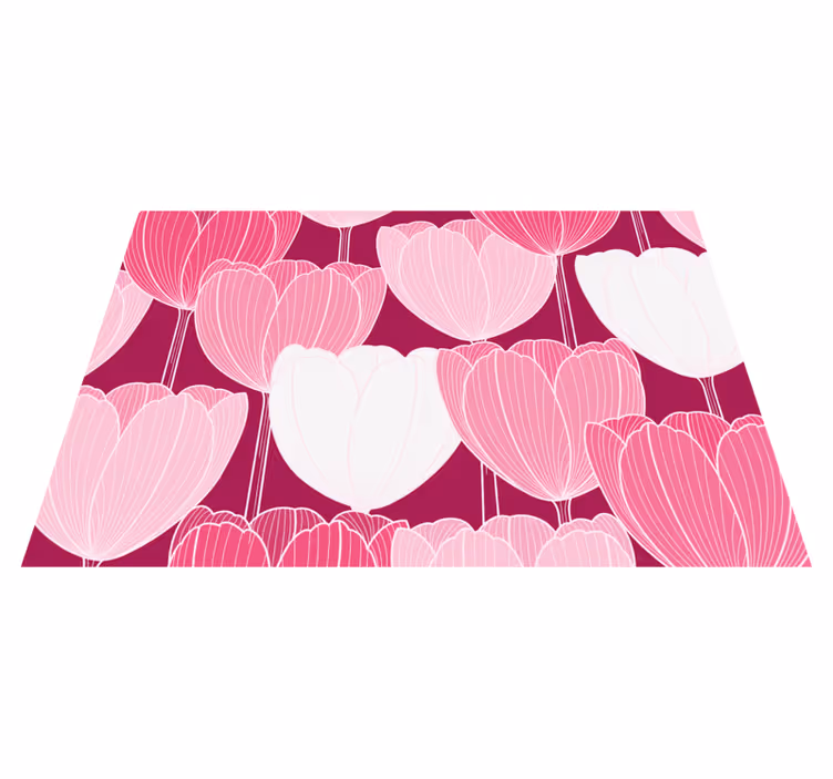 Vinyl Teppich Blumen rosa tulpenelemente - TenStickers