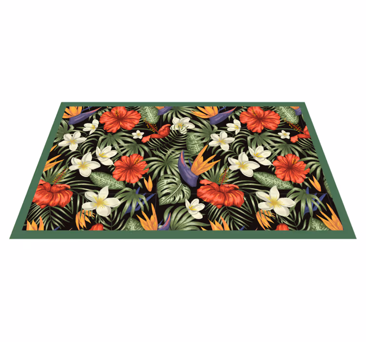 Vinyl Teppich Blumen tropisches buntes muster - TenStickers