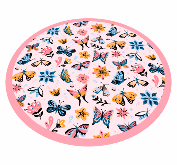 Vinyl Teppich Kinderzimmer lebendiges schmetterlingsemblem - TenStickers