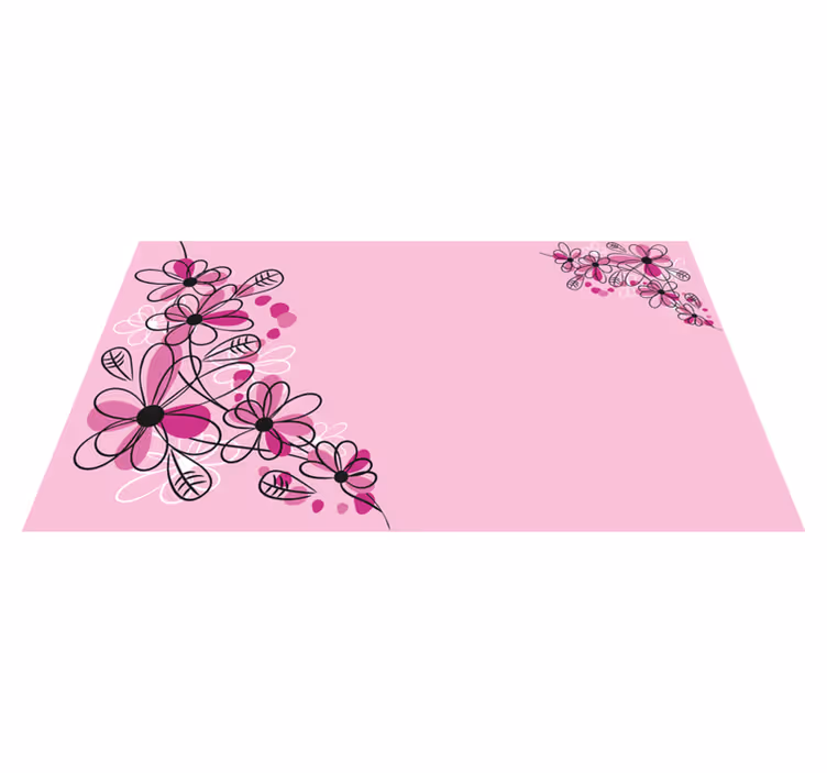 Vinyl Teppich Blumen rosa Blumenanhänger - TenStickers
