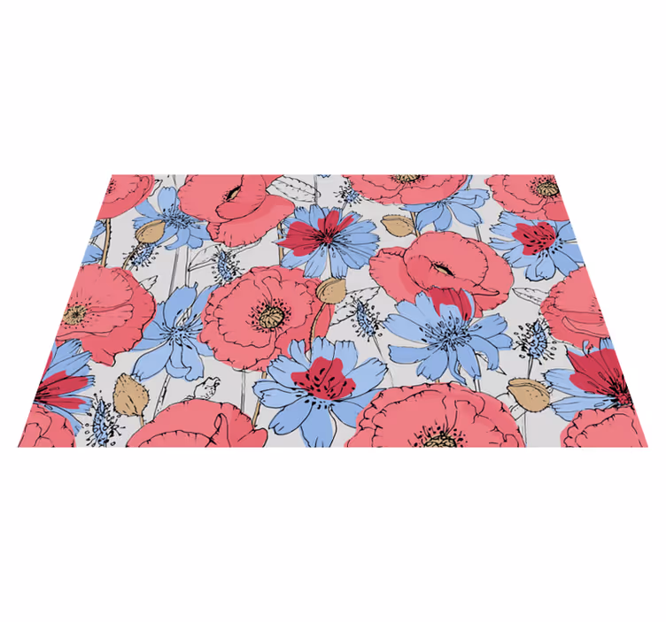 Vinyl teppich blumen im lebhaften pflanzenmotiv - TenStickers