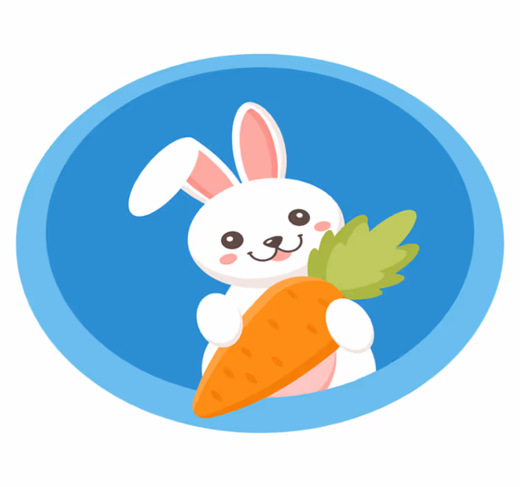 Vinyl Teppich Tiere glückliches häschen mit karotte - TenStickers