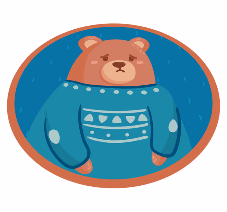 Vinyl Teppich Baby trauriger bärenpullover - TenStickers