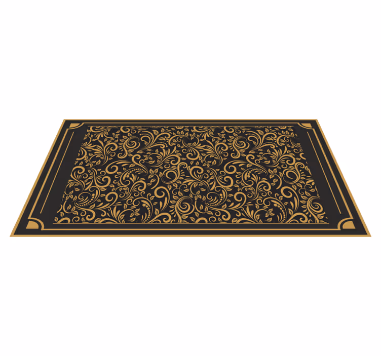 Vinyl teppich flur mit goldenem eleganten laub - TenStickers