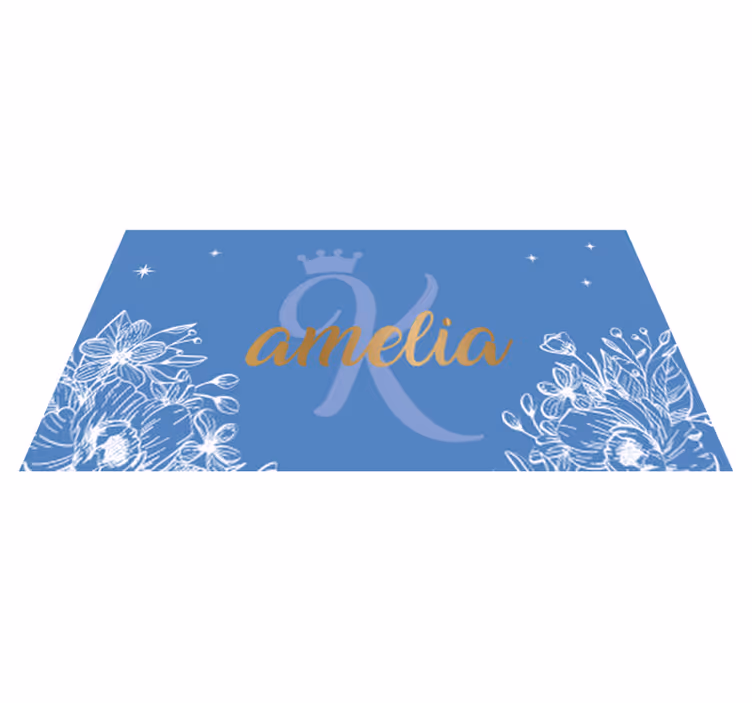 Vinyl Teppich Jugendzimmer floraler name und initial - TenStickers