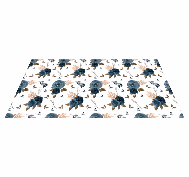 Vinyl Teppich Blumen blaue elegante rosen - TenStickers