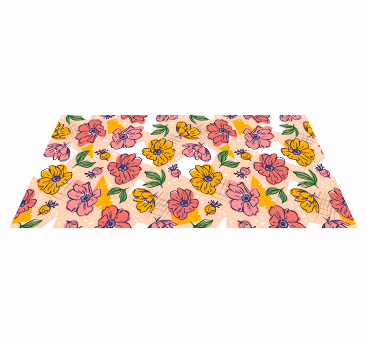 Vinyl teppich blumen mit bunten blumenmustern - TenStickers
