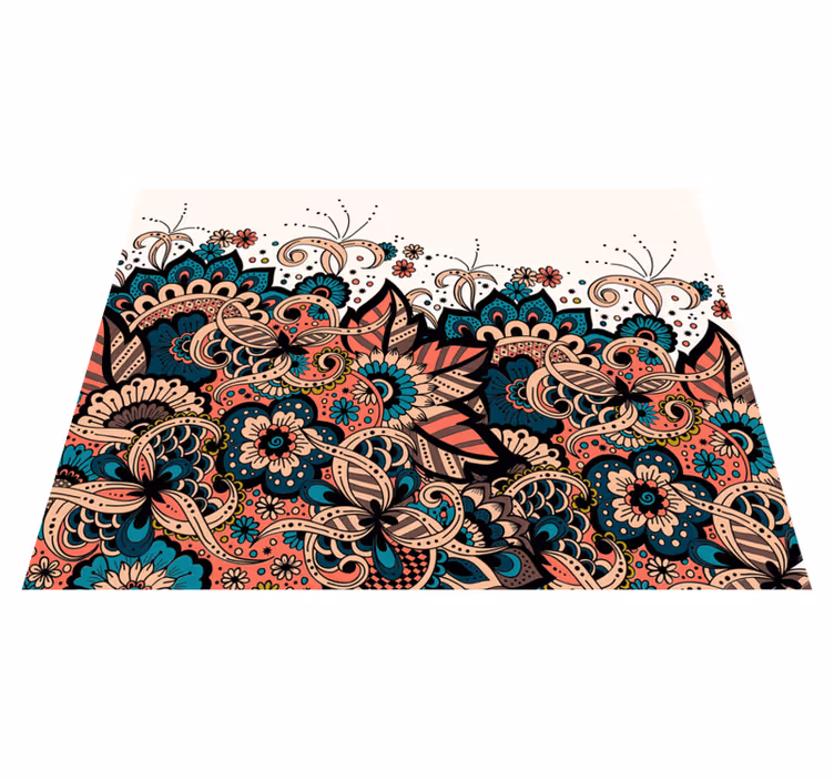 Vinyl Teppich Mandala lebendige florale elemente - TenStickers