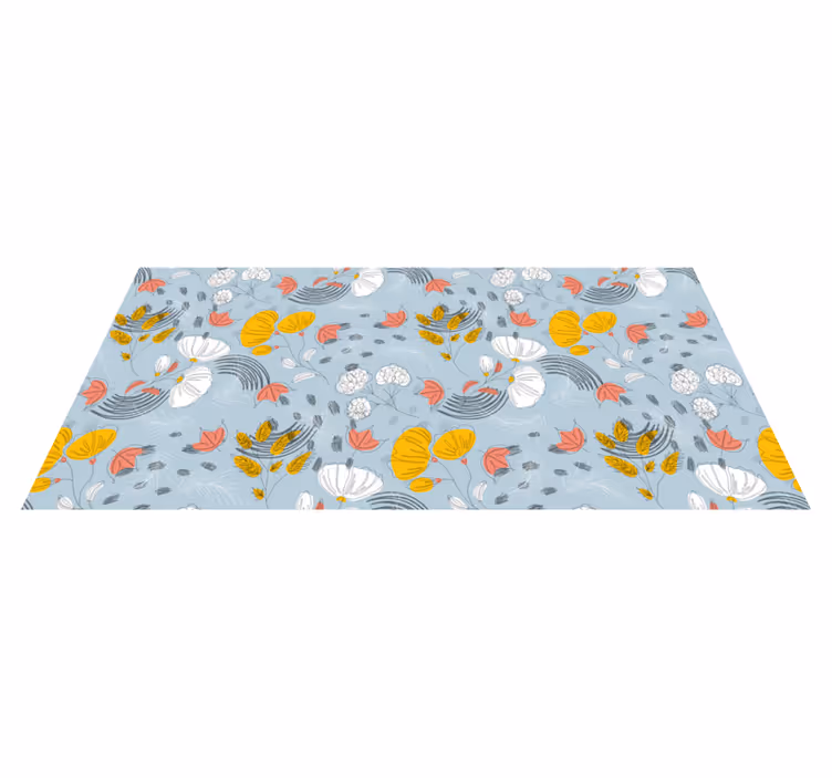 Vinyl Teppich Blumen blaues muster blüte - TenStickers