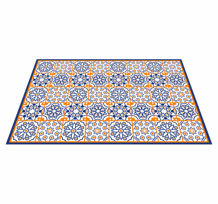 Vinyl teppich fliesenoptik in lebhaftem blau - TenStickers
