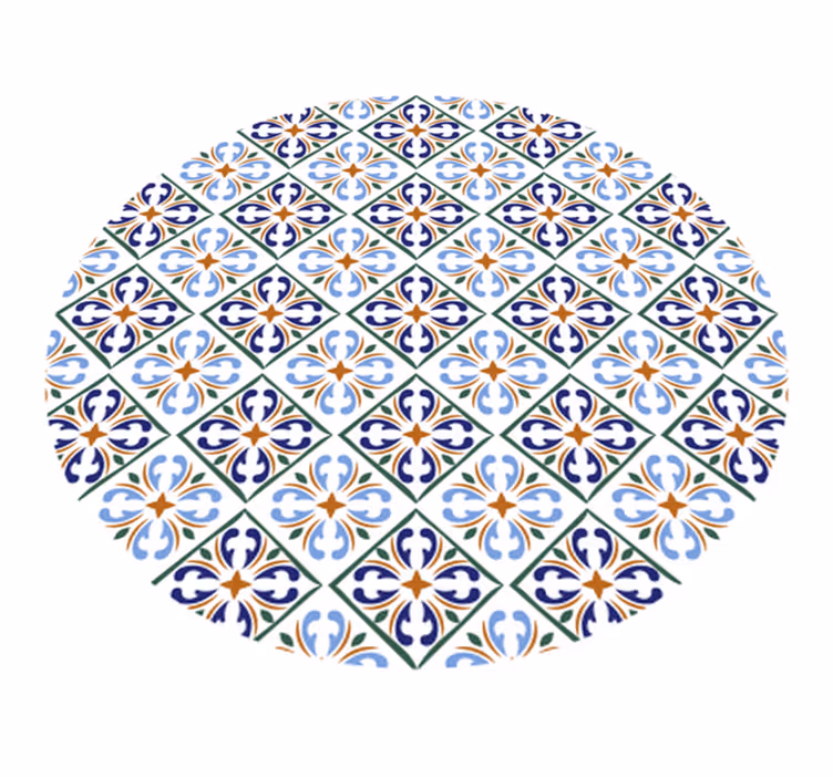 Vinyl Teppich Fliesenoptik geometrische blautöne - TenStickers
