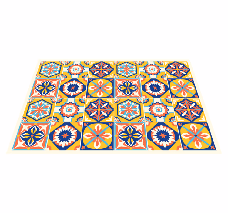 Vinyl Teppich Fliesenoptik buntes mosaikmuster - TenStickers