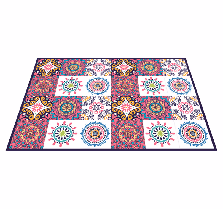 Vinyl Teppich Fliesenoptik lebendige florale motive - TenStickers