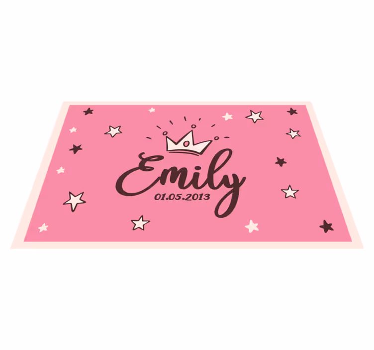 Vinyl Teppich kindlich name mit krone und sternen - TenStickers