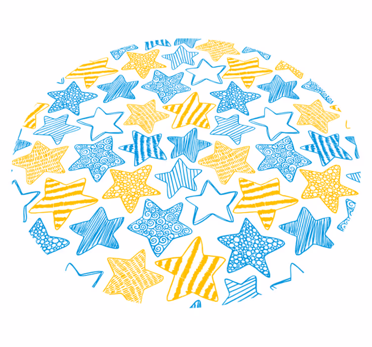 Vinyl Teppich Sterne gelbes und blaues design - TenStickers