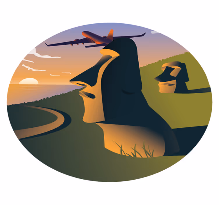 Runder vinyl teppich sonnenuntergang auf der osterinsel - TenStickers
