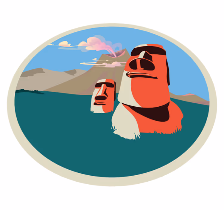 Vinyl Teppich Weltkarte abbildung der moai-statuen - TenStickers