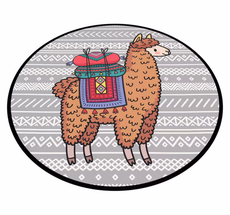 Vinyl teppich kindlich llama mit sattel - TenStickers