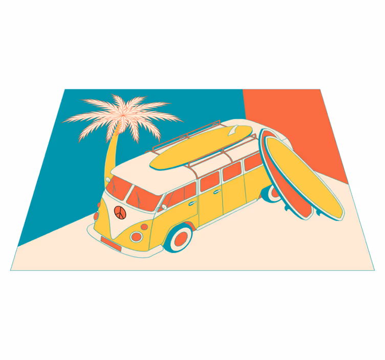 Vinyl teppich vintage surf van abenteuer - TenStickers