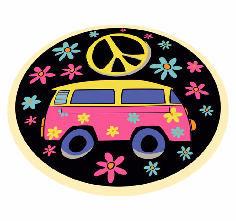 Vinyl Teppich kindlich flower-power-van - TenStickers