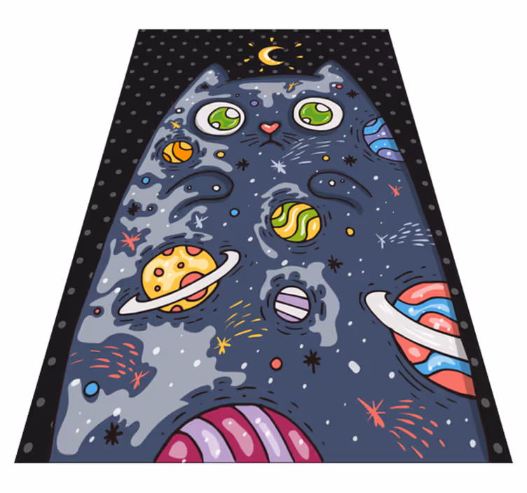 Vinyl Teppich kindlich kosmisches katzenabenteuer - TenStickers