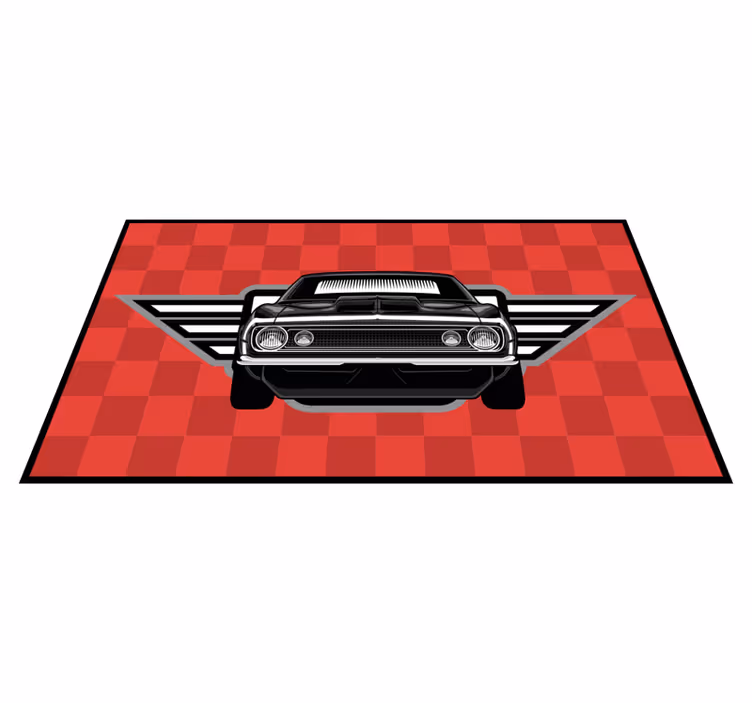 Vinyl Teppich kindlich kariertes muscle-car - TenStickers
