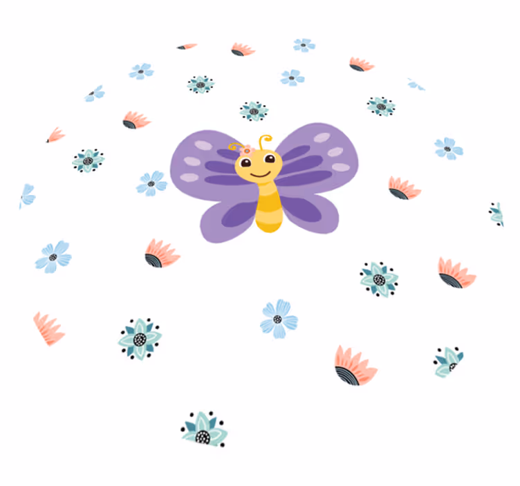 Vinyl Teppich Kinderzimmer lila schmetterlingsdesign - TenStickers