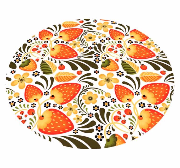 Vinyl teppich blumen erdbeermuster - TenStickers
