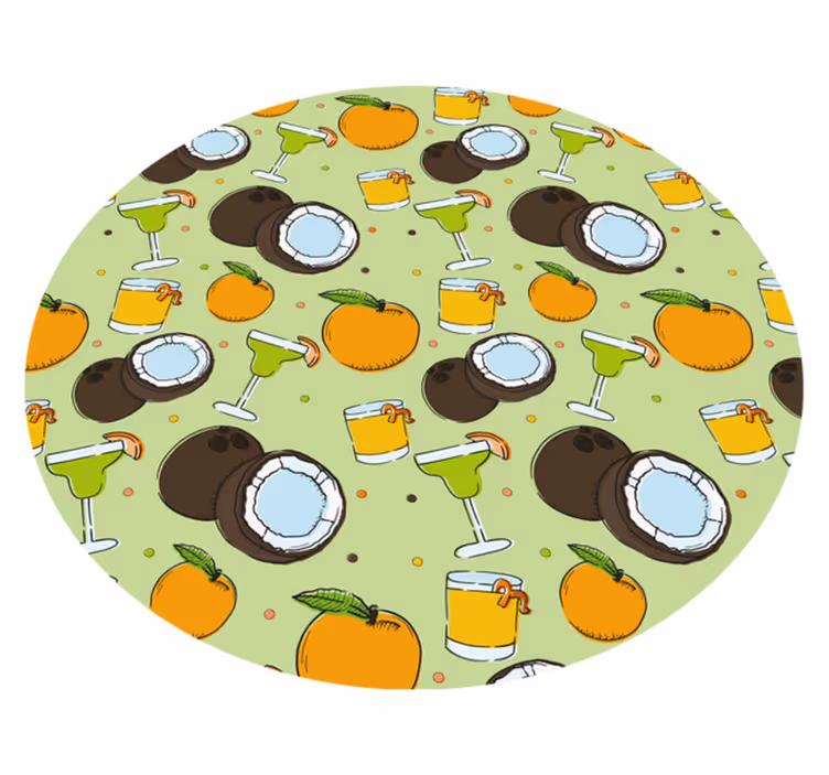 Runder vinyl teppich kokosnuss cocktail spaß - TenStickers