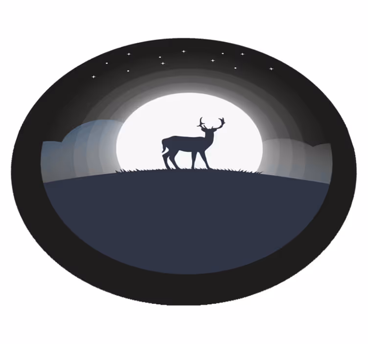 Vinyl Teppich rund hirsch unter mond - TenStickers