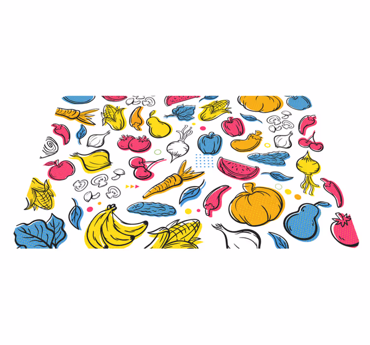 Vinyl teppich küche mit lebendiger obstillustration - TenStickers