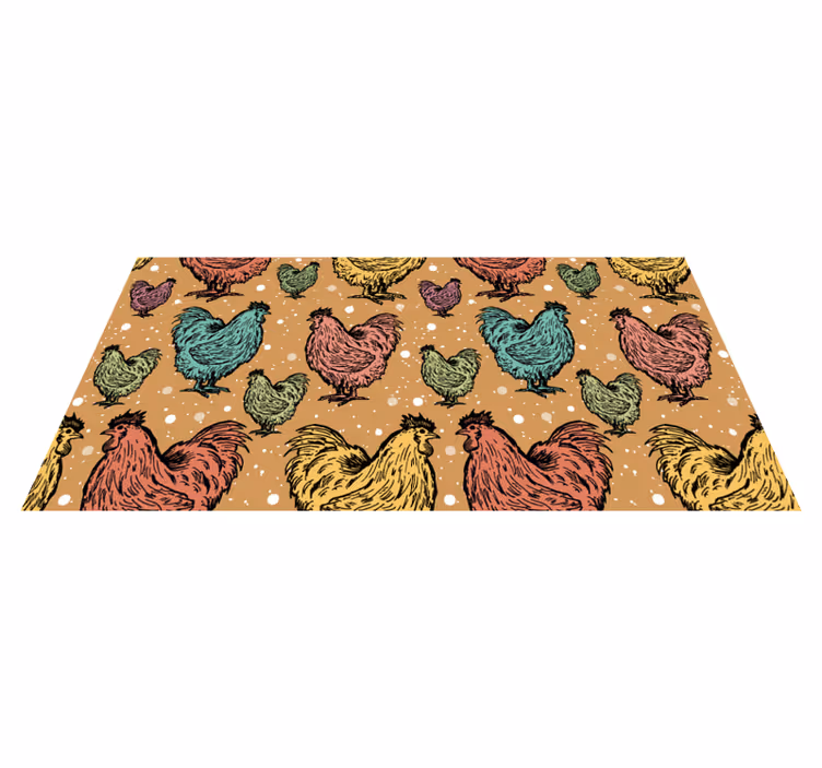 Vinyl Teppich Tiere charmante hahnmuster - TenStickers