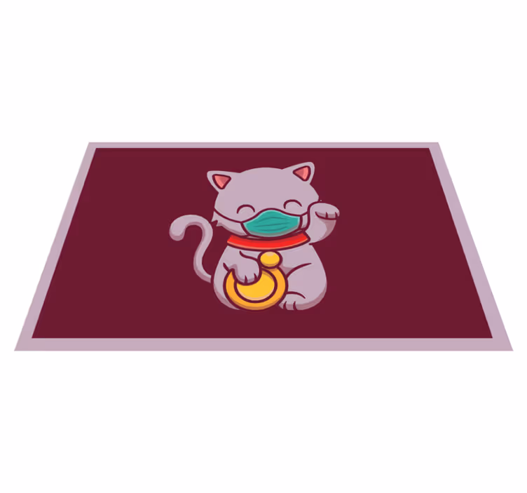 Vinyl teppich tiere katze mit maske - TenStickers