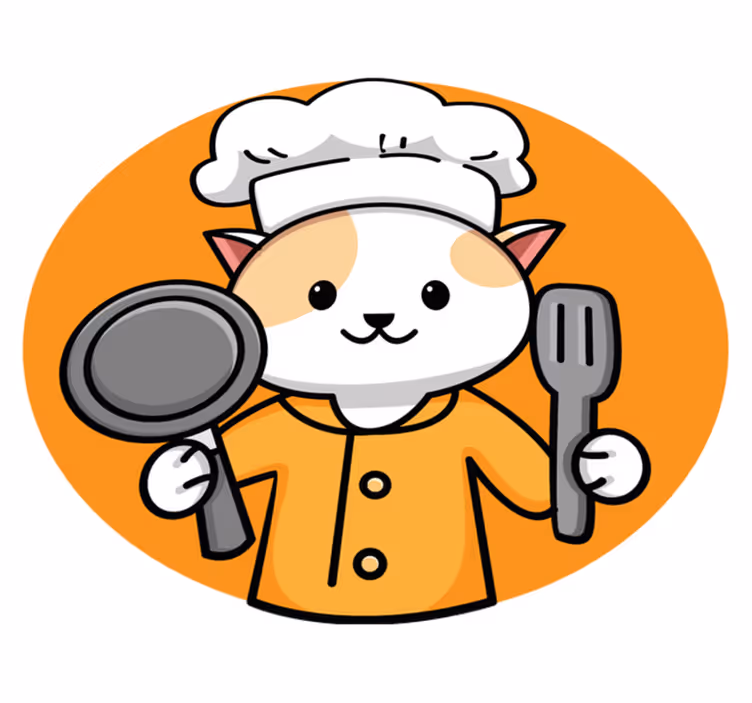 Vinyl Teppich Küche orange kochkatze - TenStickers
