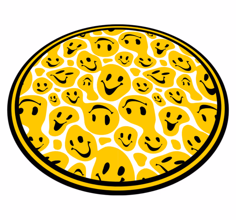 Vinyl Teppich rund sammlung glücklicher gesichter - TenStickers