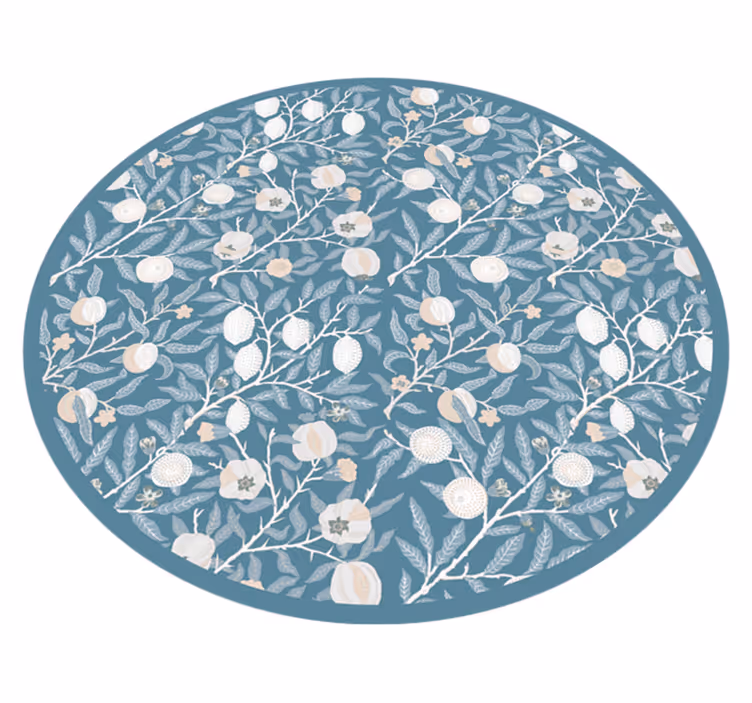 Vinyl Teppich rund runde Blumenmotivik - TenStickers