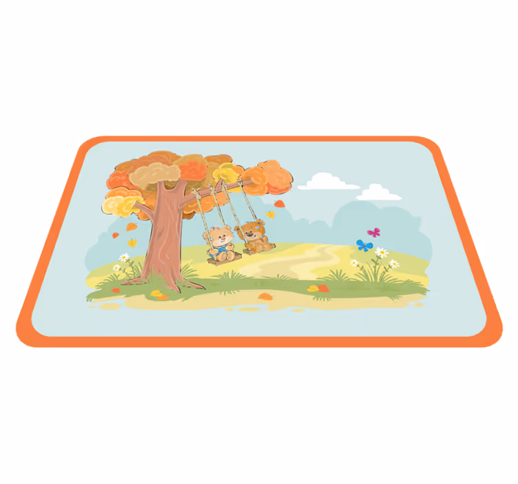 Vinyl Teppich Kinderzimmer babybären auf schaukeln - TenStickers