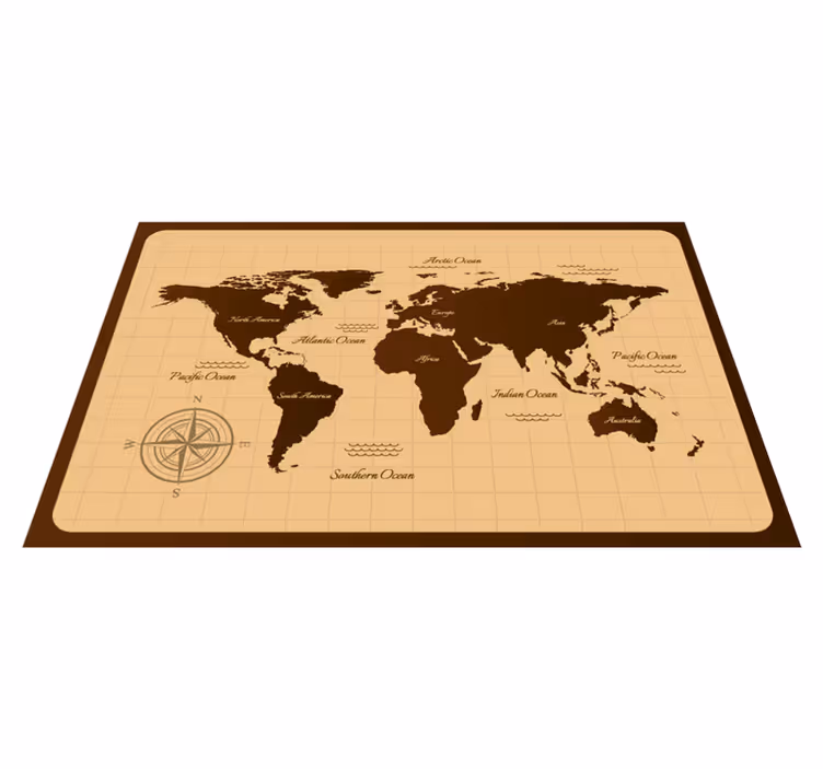 Vinyl Teppich Weltkarte braunes vintage-design - TenStickers